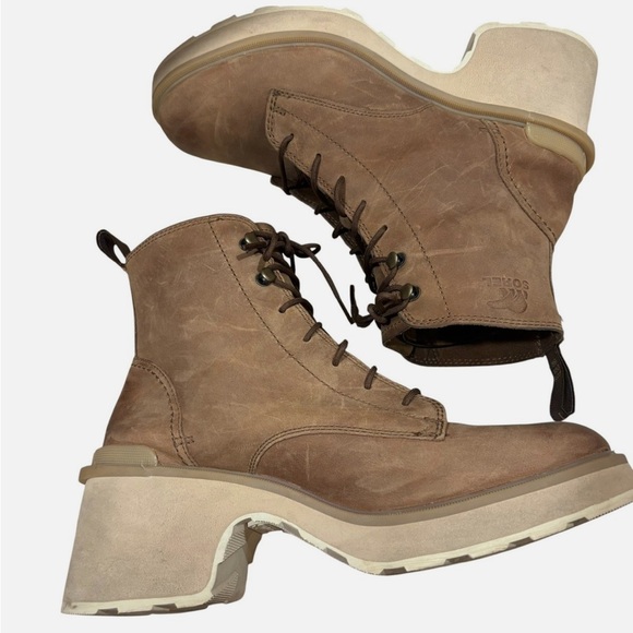 SOREL Hi-Line Platform Chunky Heel Lace up Ankle Boot 9 - Picture 5 of 9